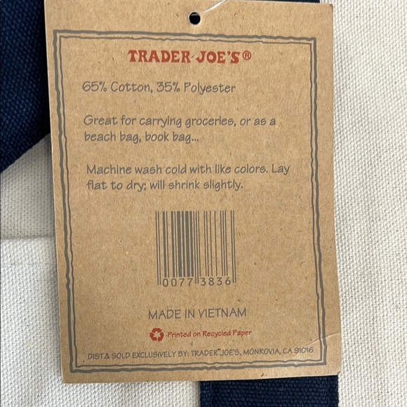 Trader Joe's Canvas Tote Bag - Navy and White ♻️ - Picture 5 of 8